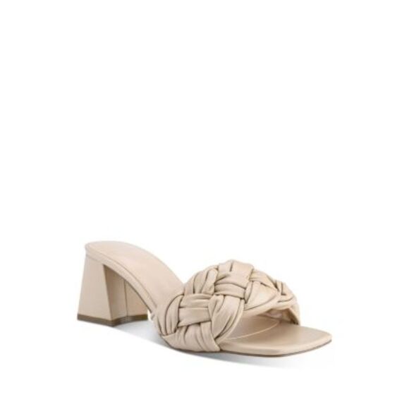 MARC FISHER LTD Womens Beige Cerita Slip On Leather Heeled Sandal 8.5 M - Picture 1 of 3